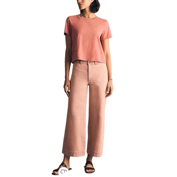 Faherty Sunwashed Organic Cotton Crop T-Shirt Small - Picture 1 of 6
